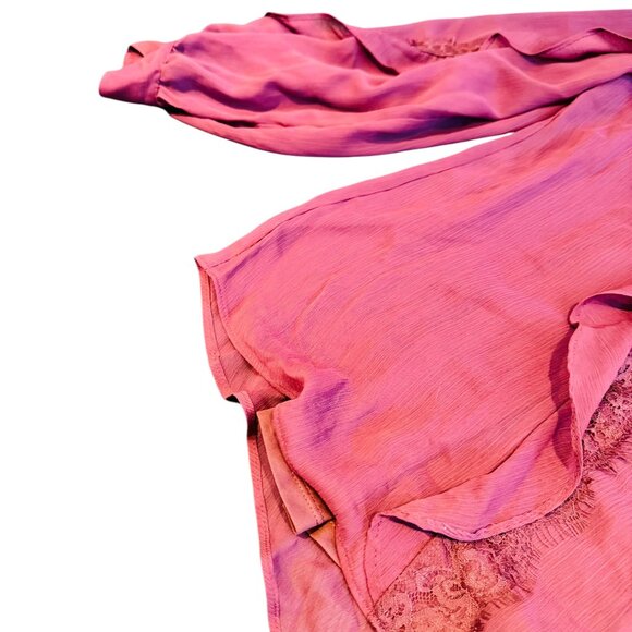 Simply Vera Vera Wang Ruffle Lace Blouse-NWT Size XL Rose Color - Picture 3 of 9